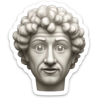 A statue of a stoic clown sticker