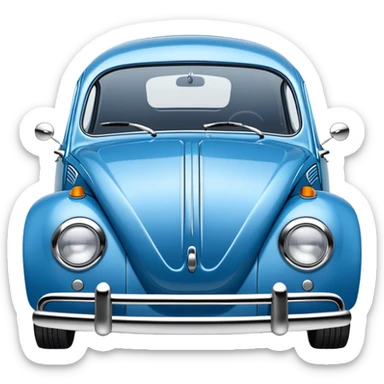 blue oval Fusca car front view sticker