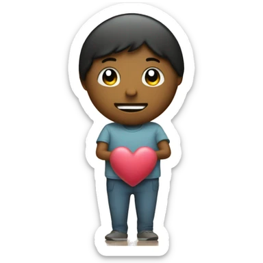 Emoji is touched and holding a heart sticker