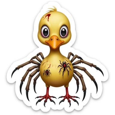 Zombie duckling with spider legs horror bloody eyes sticker