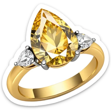 Pear cut engagement ring with gold band with diamonds  sticker