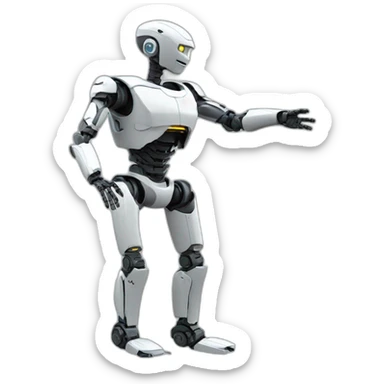 robot stretch left hand, chest Shot, lateral view sticker