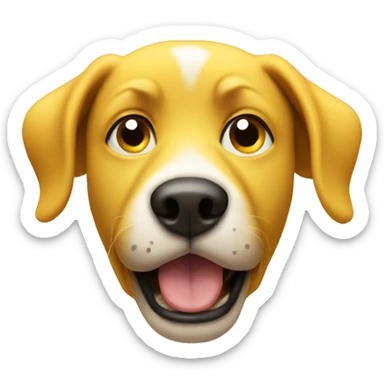 a dog face yellow, cartoon having a funny wondering face like hmmm sticker