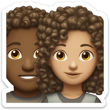 pretty brunette girl with lightskin curly hair boy just two  sticker