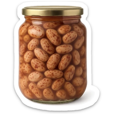 Realistic style jar of canned borlotti beans, natural details, no background. sticker