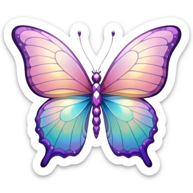 Shiny Glossy Pastel Gradient Hue Iridescent Crystal Butterfly sticker