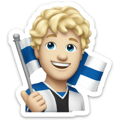Male with blonde hair and blue eyes waving hand smiling with a Scotland flag 🏴󠁧󠁢󠁳󠁣󠁴󠁿  sticker