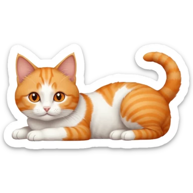 full body tiny short hair ginger and white cat with orange eyes lying down sticker