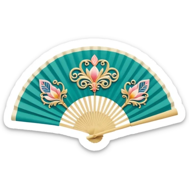 Fan: An open, handheld fan, often associated with opera or classic theatre sticker
