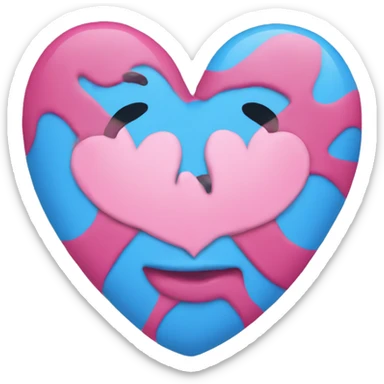 A half blue half pink heart sticker