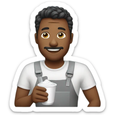 Man with cup of yogurt sticker