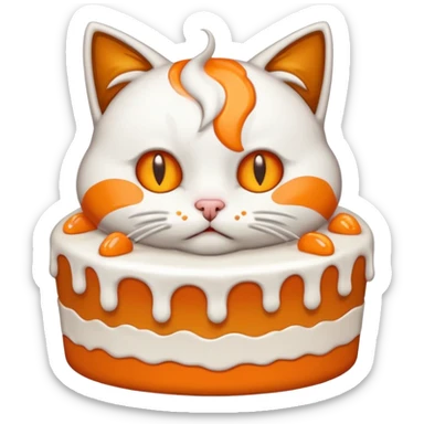 Cat vomiting because of eating cake sticker