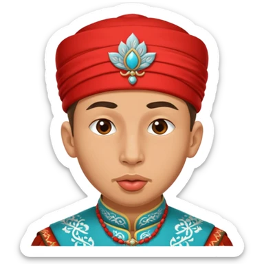 tatar young man with national outfit licking his lips  sticker