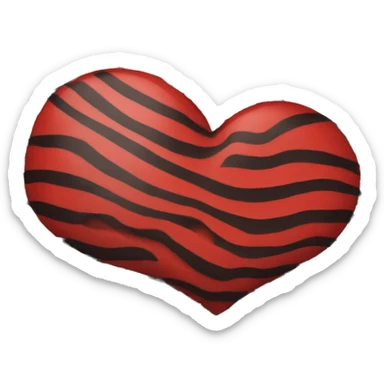 Red black stripe heart sticker