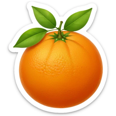 Orange fruit with leaf flat  sticker