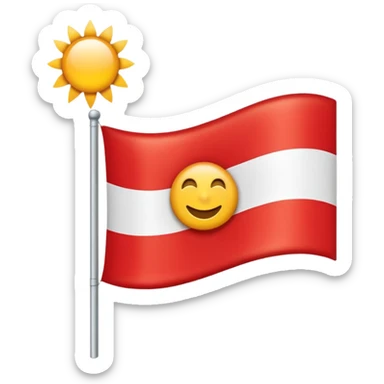 Eine Flagge die weiß ist von links nach rechts ist ein roter streifiger balken. In den roten dickeren Streifen ist eine Sonne ohne Gesicht etwa so 🌞 nur ohne Gesicht sticker