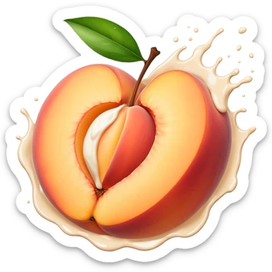 Peach with an opening with milk splatters sticker