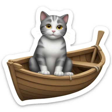 Cat in a boat sticker