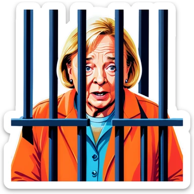 Maine Governor Janet Mills Behind Bars In an Orange Jumpsuit make her more realistic and scared without the mask sticker