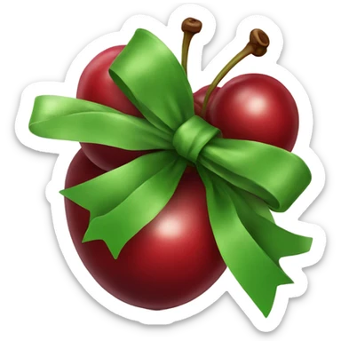 Cherries with a bow sticker
