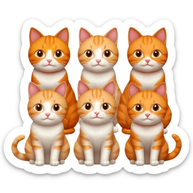 6 different colour cats only 1 orange sticker