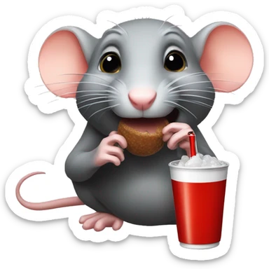 a rat sipping coke sticker