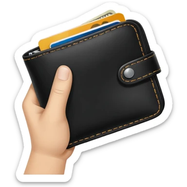 an empty open wallet held in two hands, clear and expressive, suitable for an icon or emoji sticker