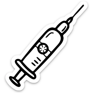 A vaccination icon with a syringe and a bandaid, representing immunization and healthcare sticker