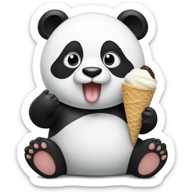 Panda eating ice cream sticker