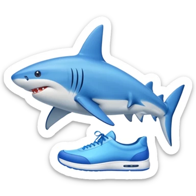 Blue shark with blue shoes ￼ sticker