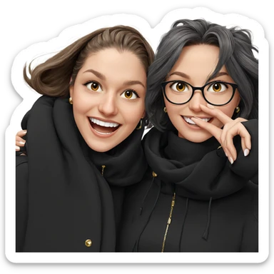 smiling girls with stylish accessories sticker