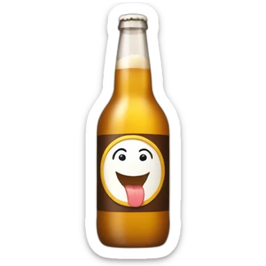 A bottle of beer says a toast with a glass of beer in his hands sticker