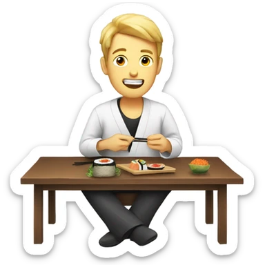 Guy eating sushi sticker