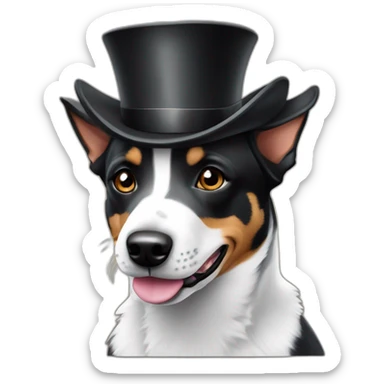black and white australian cattle dog in a tophat sticker