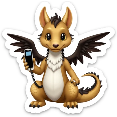 “Telephone” the brown, black and white anthropomorphic anthro “Dutch Angel Dragon” furry original species fursona fursuit sticker