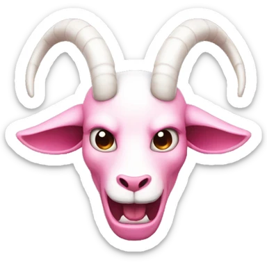 Pink and white demon with long horns like a goat sticker