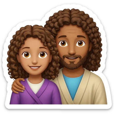 Jesus y una niña morena y crespa  sticker