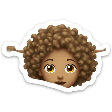 light skin girl with curly hair laying in bed sticker