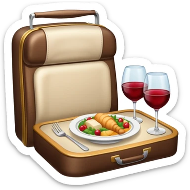 luxury plane food with wine sticker