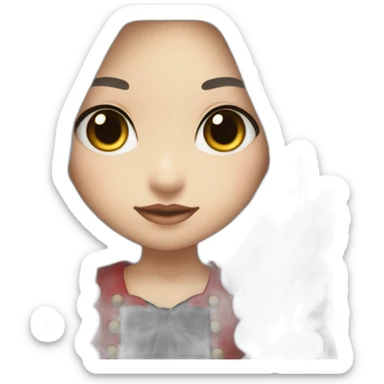 rpg-girl-with-long-straight white-hair-and-red-dress and black tights like chibi sticker