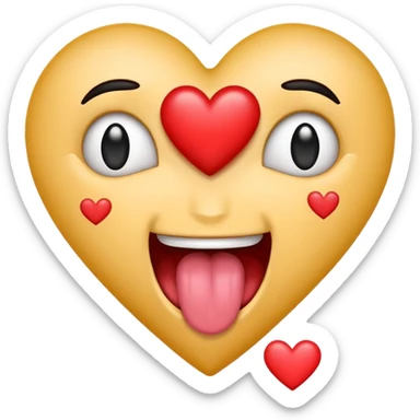 Emoji with heart-shaped eyes, but inside the hearts are dollar signs, and the emoji is sticking out its tongue. sticker