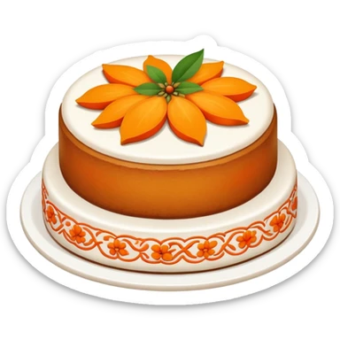 Xi'an persimmon cake orange-colored with decorative patterns, simplified emoji style with bold outlines and bright colors, cartoon style Shaanxi traditional dessert sticker