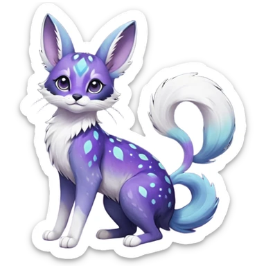 Colorful black-violet-indigo-purple-gradients nebulae nebula starry galactical shiny white-stars-spotted glorious iridescent divine exotic cute cool beautiful realistic Meloetta-caracal-civet-sergal-bunny-oncilla-animal-Fakémon-hybrid-fursona (full body) sticker