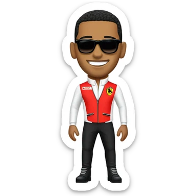 Lewis Hamilton with Ferrari’suits sticker