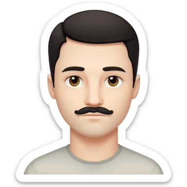 So pretty handsome bratz man, with black black black  eyes,  short dar, short mustache pale skin, defined jawlines sticker