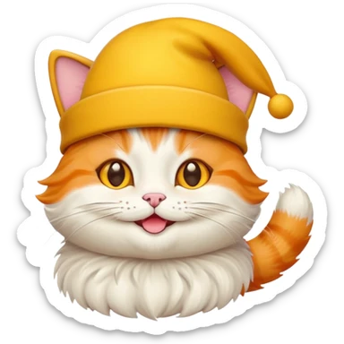 Cheese cat wearing a yellow hat sticker