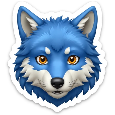 blue wolf head sticker