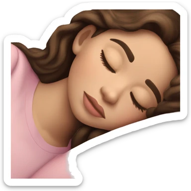 hispanic pretty girl with brown hair and light  pale skin in pink shirt coquette aesthetic sleeping sticker