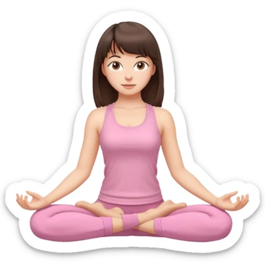 brunette with bangs yoga girl light pink clothes n sticker