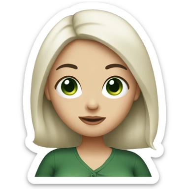 Pregnant white women with black hair and green eyes doing a peace sign  sticker